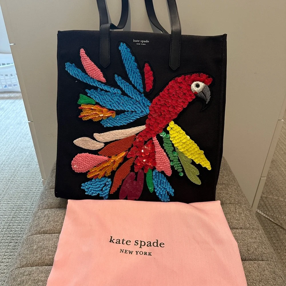 Kate Spade Parrot Sequin black black multicolor parrot sequin applique - Picture 2 of 5